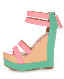 color block wedges,wedge shoes,platform wedges,strappy wedges,ankle strap wedges