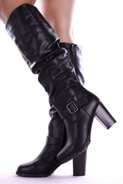 chunky heel boots,knee high boots,leather knee high boots,black knee high boots,sexy boots