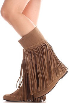 suede boots,fringe boots
