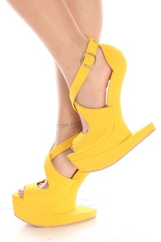 peep toe wedges,yellow wedges,sexy wedges,wedge shoes