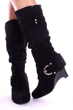 black knee high boots,wedge knee high boots,knee high wedge boots
