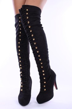 sexy boots,over the knee boots,black suede over the knee boots