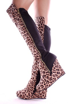 over the knee wedge boots,suede over the knee boots,leopard over the knee boots