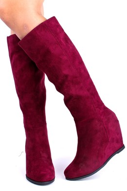 knee high wedge boots,knee high boots,suede knee high boots